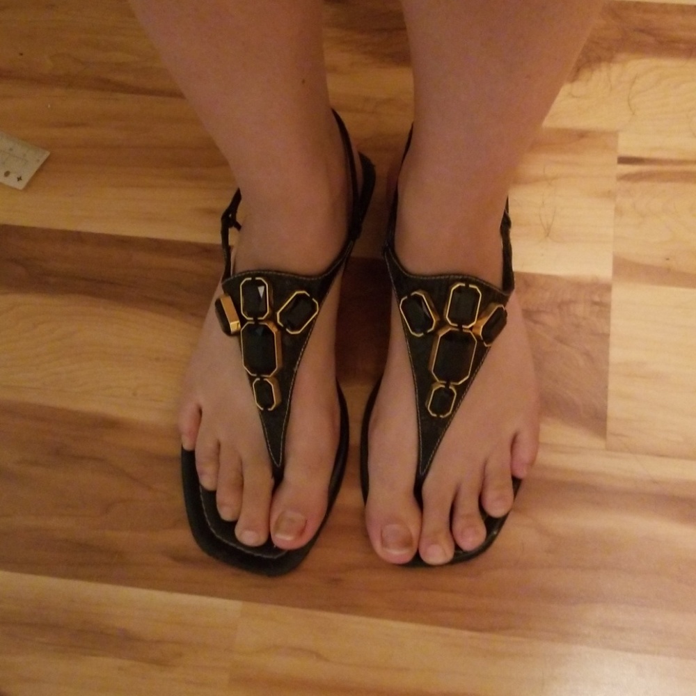 Prada leather jeweled sandals